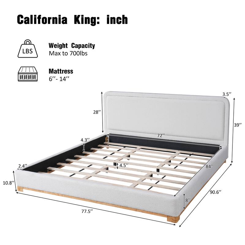 Christopher Knight Home - Lysander Boucle Upholstered Bed with Curved Headboard