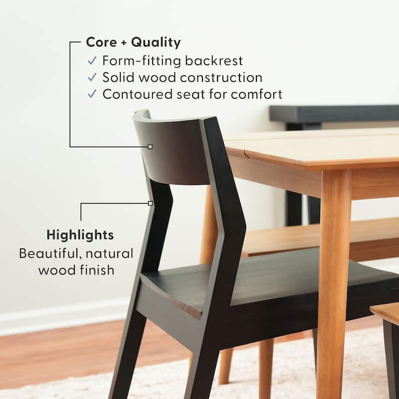 Plank and Beam Modern Solid Wood Dining Chair - Set of 2