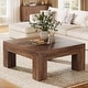 preview thumbnail 29 of 33, 39.4-Inch Square Coffee Table for Living Room, Farmhouse All Wooden Center Table Dark Brown