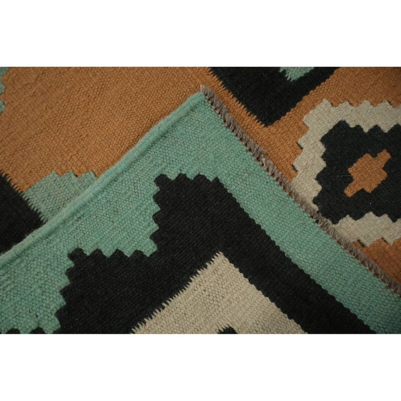 Hand Woven Oriental 100% Wool Carpet Southwestern Tribal Green Kilim Area Rug - 10' 0'' X 8' 4''