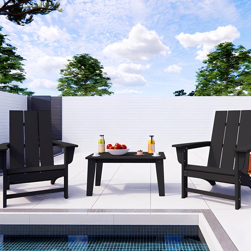 Polydun All Weather Plastic Outdoor Coffee Table - Rectangle - Black