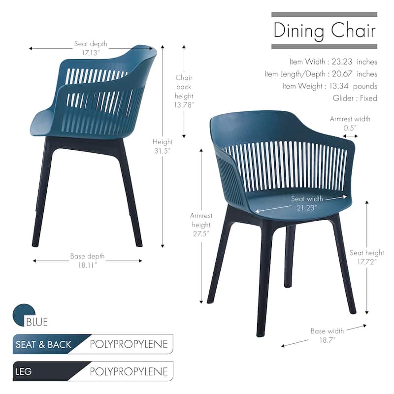 Porthos Home Palmer Dining Chairs Set of 2, Plastic Shell And Legs