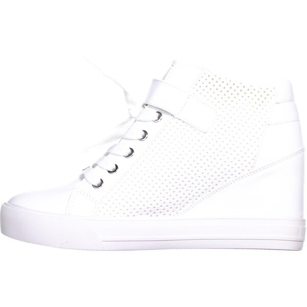 guess white wedge sneakers