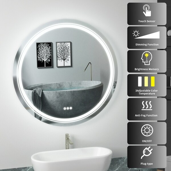 Round illuminated mirror discount