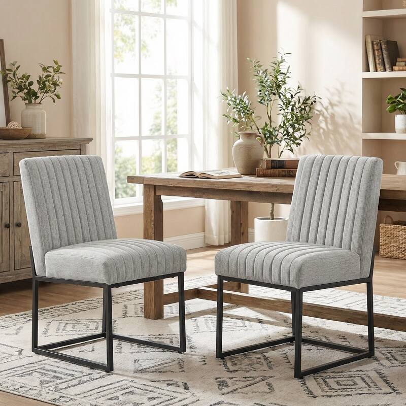 Mid Century Modern Dining Chair with Black Metal Legs