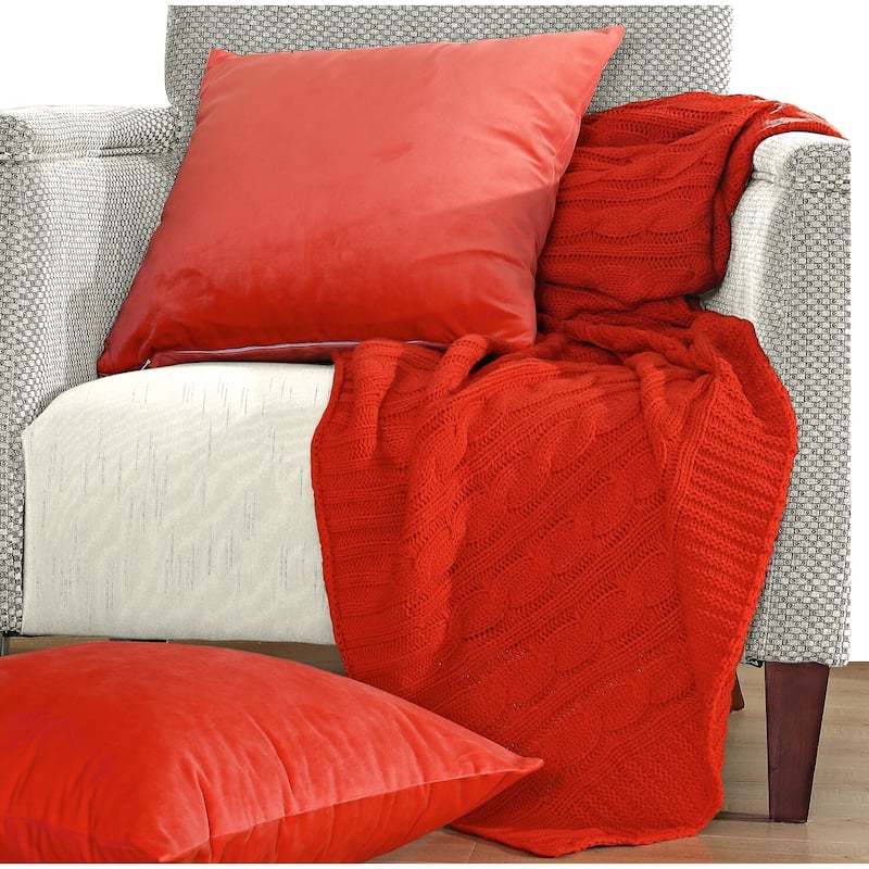 EZ Match Super Eighteen Cable Knitted Throw Combo - Fiesta