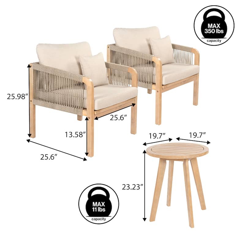 Acacia Outdoor Patio Set with Cushions & Decorative Pillows, by JONATHAN Y