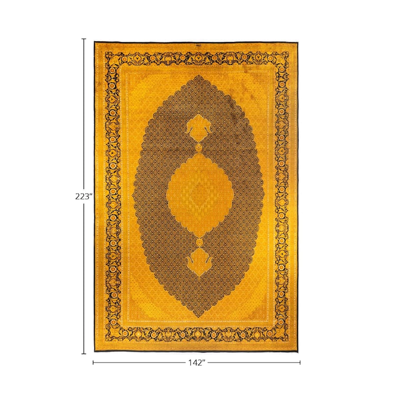 Overton Handknotted Wool Vintage Inspired Contemporary Overdyed Black Area Rug - 18' 7" x 11' 10"