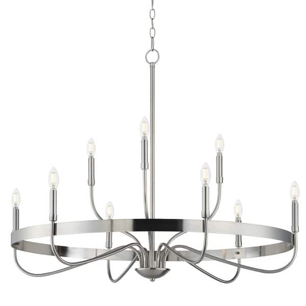 slide 2 of 10, Maxim 14499 Frankie 9 Light 40" Wide Taper Candle Style Chandelier Satin Nickel