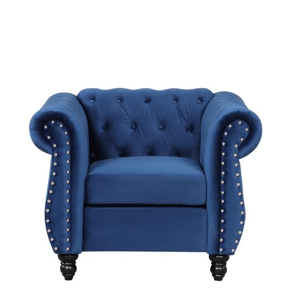 39 inch Dutch plush Upholstered Single Sofa, Button Tufted One