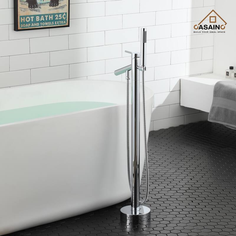 CASAINC Freestanding Single-Handle Bathtub Faucet with Hand Shower