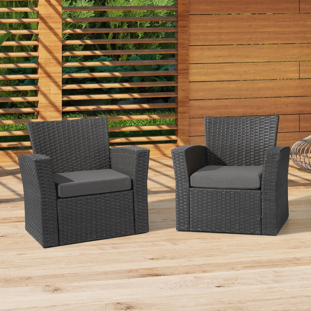 Fading Free All Weather Outdoor Patio Seat Cushions (Set of 2) - Without Welt