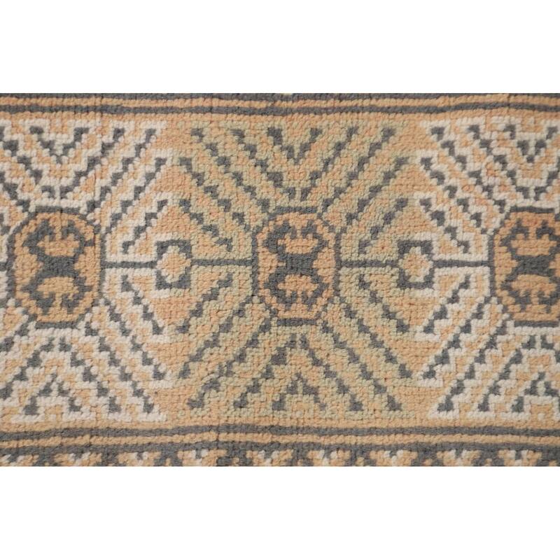 Geometric Bokhara Oriental Rug Handmade Wool Carpet - 6'6"x 9'7"