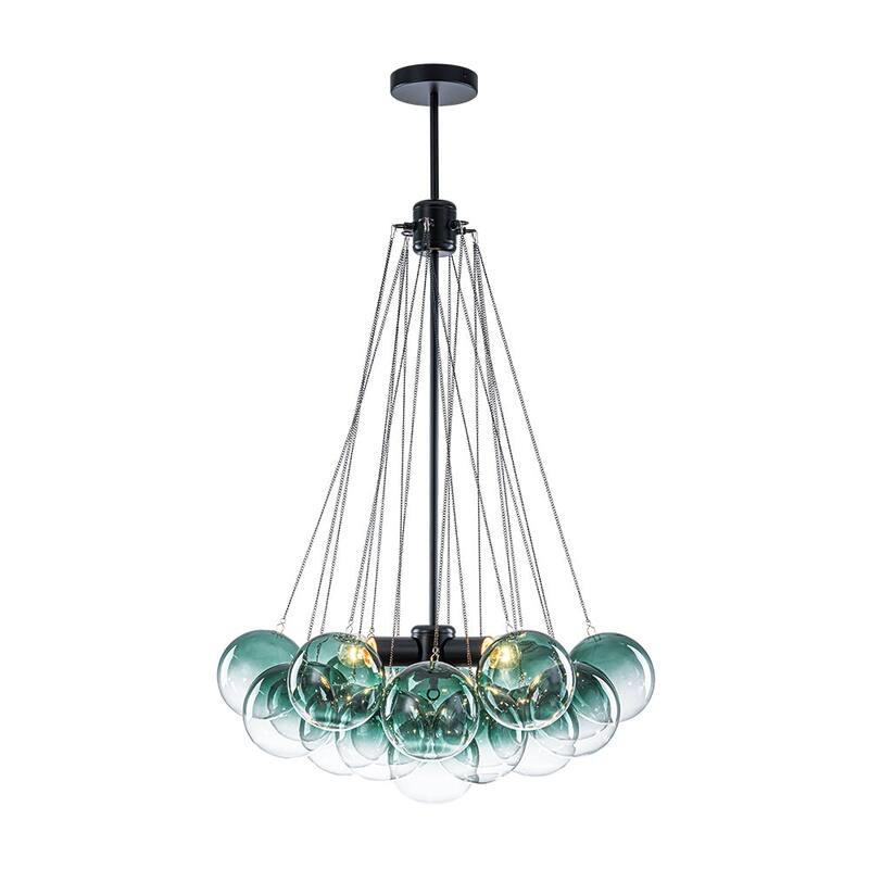 Dramatic 3-Light Gradient Transparent Glass Bubble Chandelier - 15.7 in