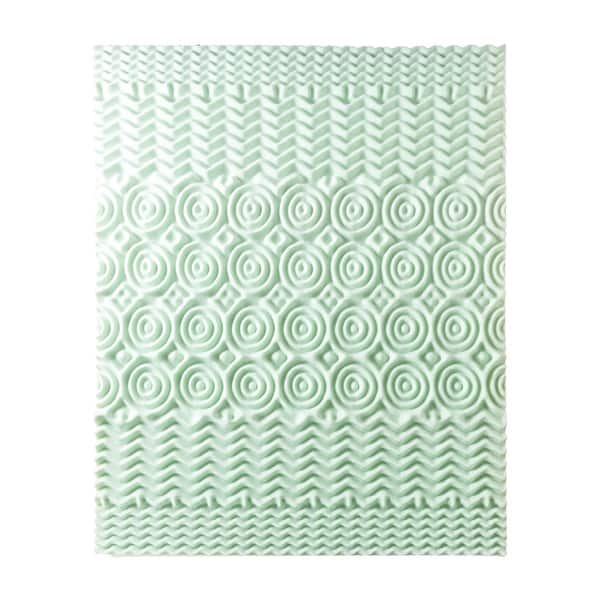 Mellow Memory Foam Mattress Topper with Cover Twin Green Tea Infusion 4 inch
