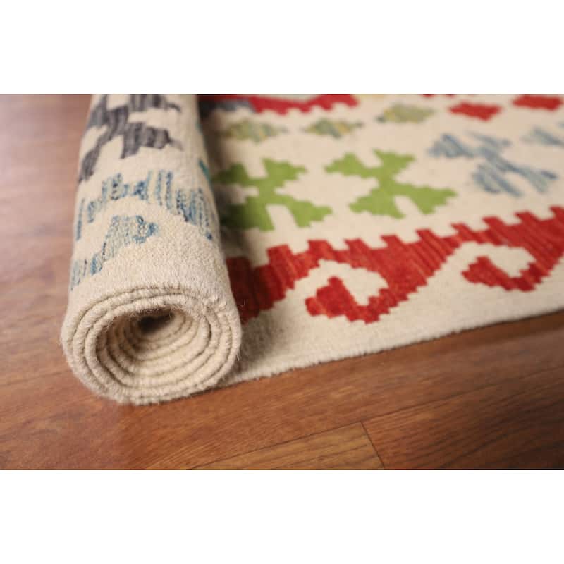 Multicolor Kilim Oriental Large Rug Hand-Woven Wool Carpet - 10'2" x 16'4"