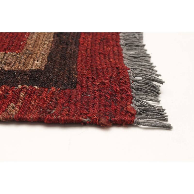 ECARPETGALLERY Flat-Weave Natural Red Wool Tapestry Kilim - 5'3 x 6'6