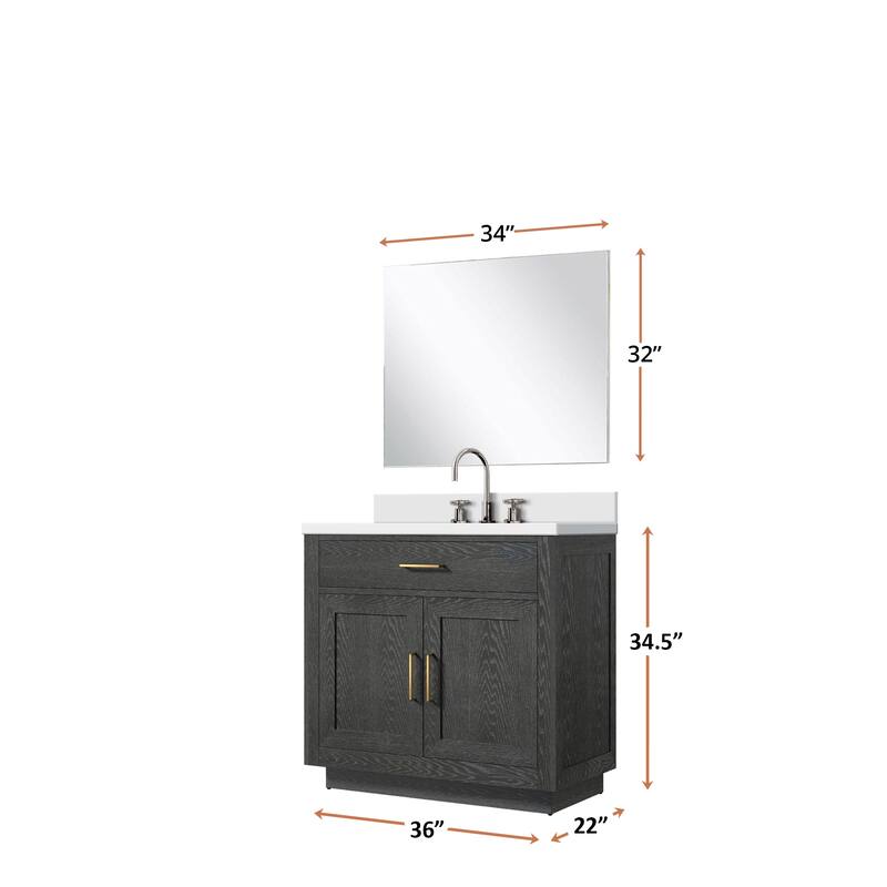Abbey Bath Vanity with Quartz Top, Sink, Mirror and Faucet