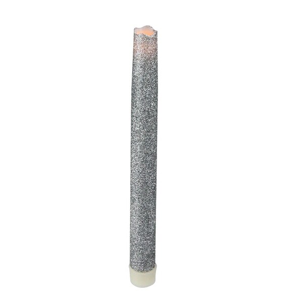 9" Silver Colored LED Flameless Christmas Taper Candle - N/A