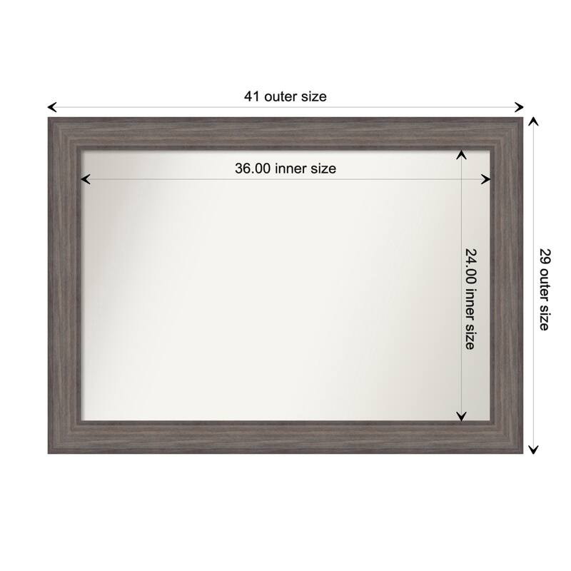 Country Barnwood Framed Non-Beveled Custom Wall Mirror, Bathroom Vanity Mirror - Outer Size: 41.25 x 29.25