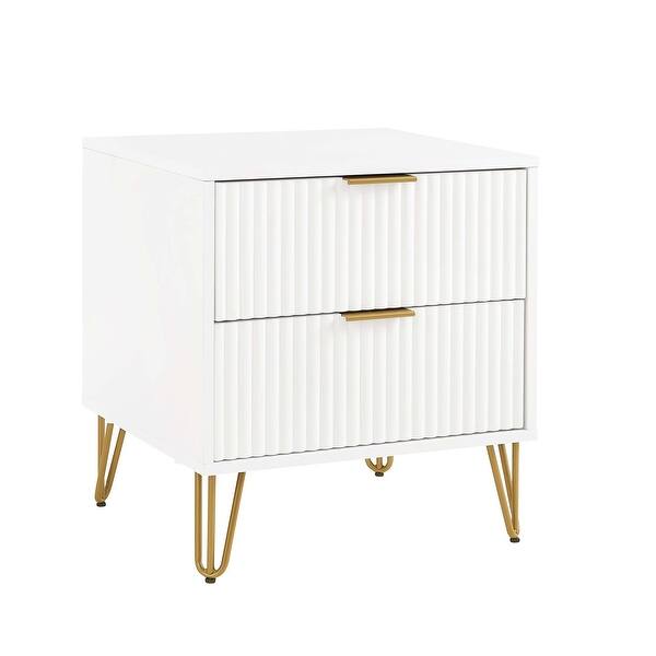 Manhattan Comfort2-Piece DUMBO Modern Standard 3-Drawer Dresser and DUMBO Modern 2.0 Nightstand in White Manhattan Comfort2-Piece DUMBO Modern Standard 3-Drawer Dresser and DUMBO Modern 2.0 Nightstand in White
