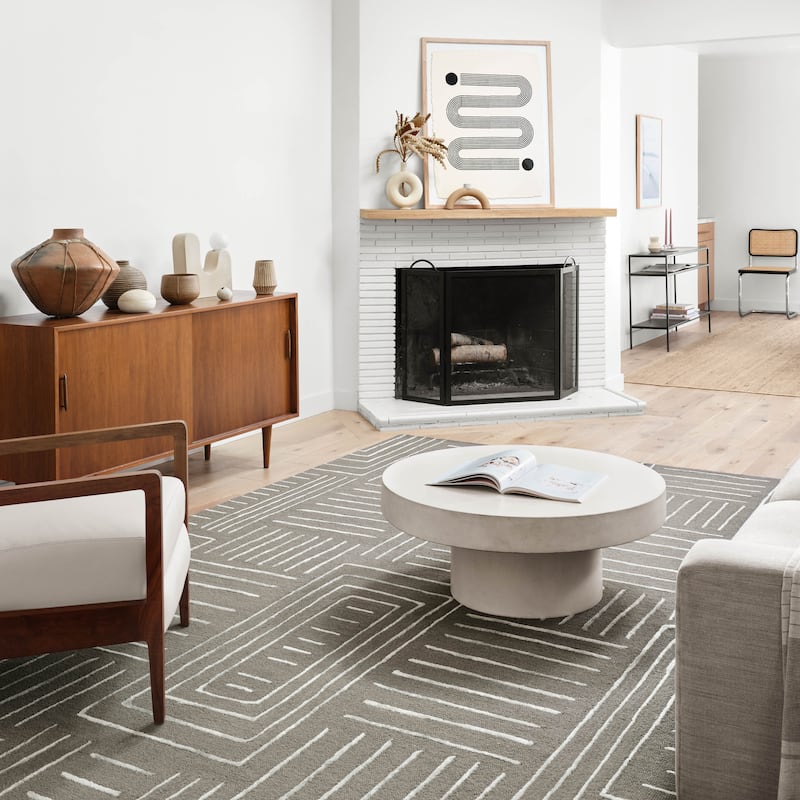 Alexander Home Reverie Geometric Contemporary Area Rug - 5'-0" x 7'-6" - Grey / Mist