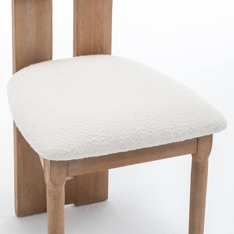 SEYNAR Set of 2 Modern Linen Upholstered Dining Chairs with Bolster Backrest