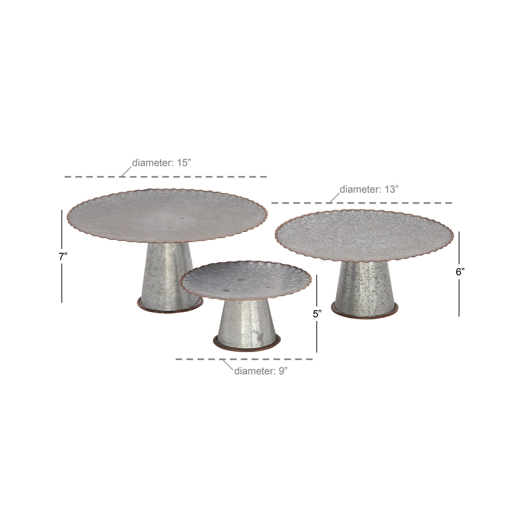 Metal Galvanized Cake Stand Set of 3 Gray Roche River Decor 15 W x 15 L x 7 H On Sale Bed Bath Beyond 40550160