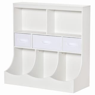 HOMCOM Kids Bookcase, Toy Storage Organizer Cabinet, Children Display Bookshelf with Drawers for Toys, Clothes, Books, White