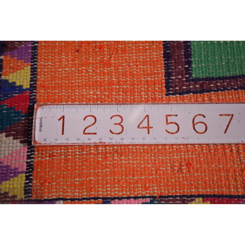 Orange Geometric Anatolian Oriental Runner Rug Handmade Silk Carpet - 3'0"x 12'4"