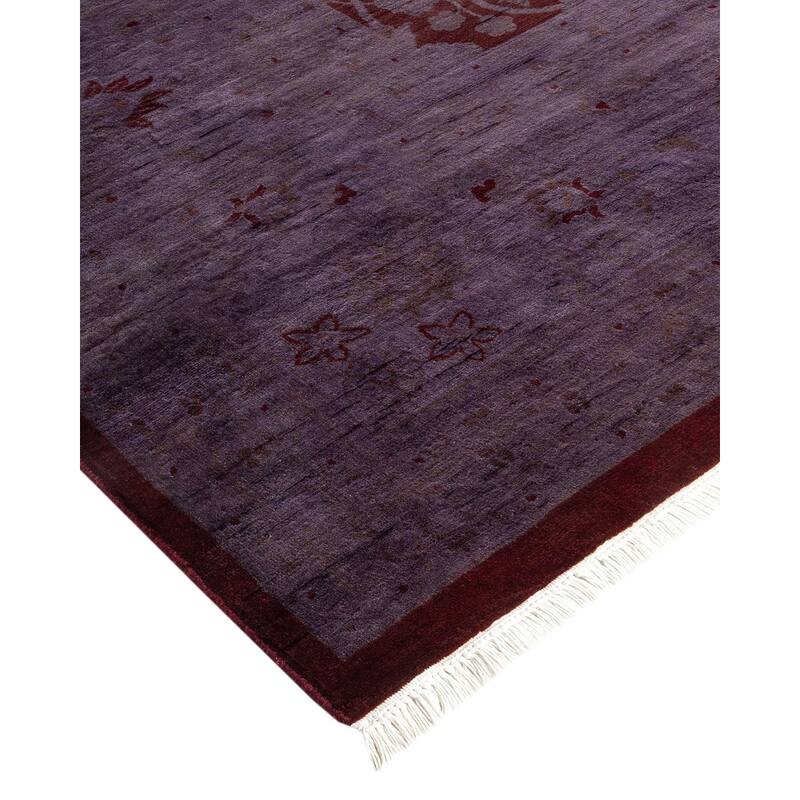 Overton Hand Knotted Wool Vintage Inspired Modern Contemporary Overdyed Red Area Rug - 9' 0" x 12' 3"