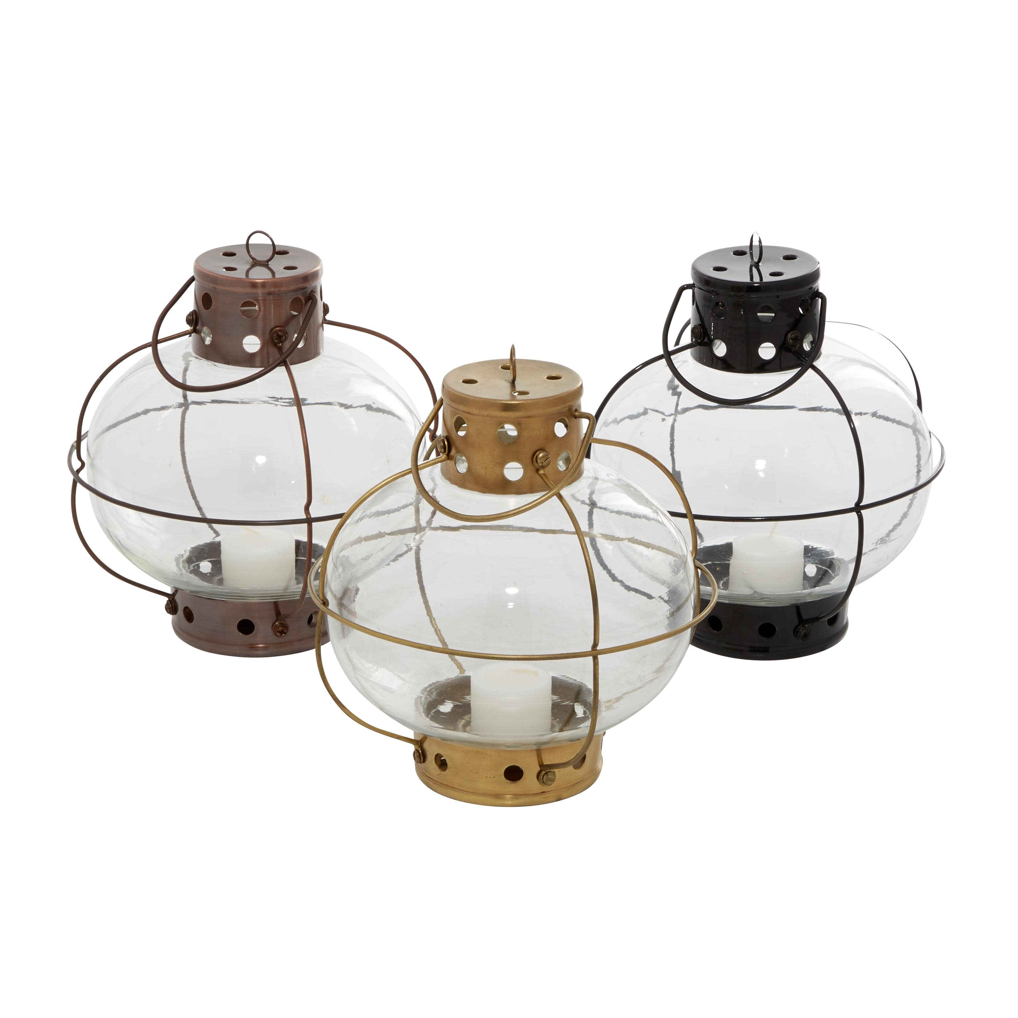 Roche River Decor - Metal Candle Lantern - Set of 3 Multi Colored