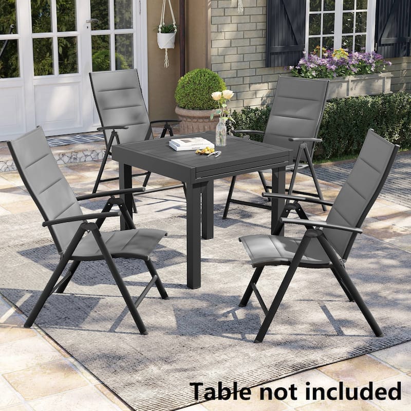 Pellebant Patio Folding Dining Chairs Aluminum Padded Adjustable