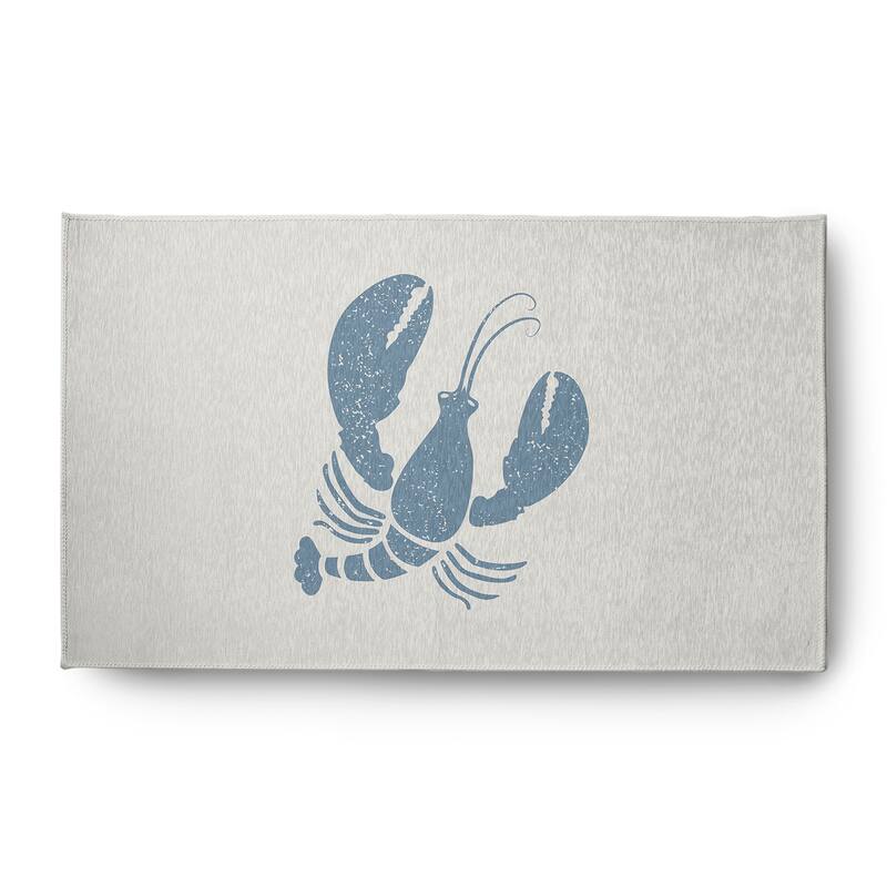 Lobster Nautical Chenille Rug - Dusty Smoke and White - 3' x 5'