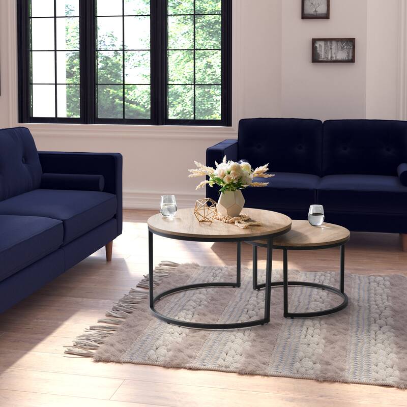Set of 2 Nesting Coffee Tables - Light Brown