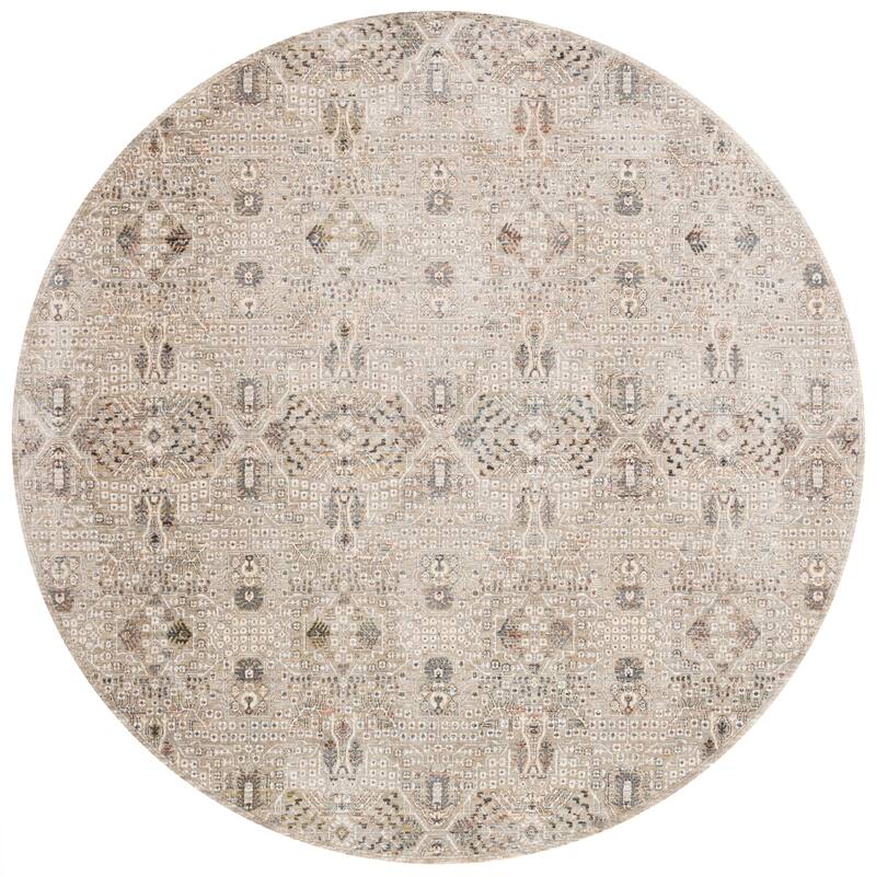 Alexander Home Morisa Collection Traditional Inspired Area Rug - 7'10" x 7'10" Round - Granite/ Ivory - Runner/Round