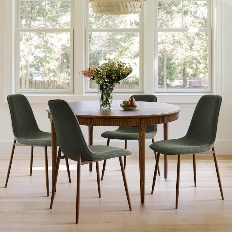 Modern Solid Back Side Dining Chair Walnut leg(Set of 4) - Green