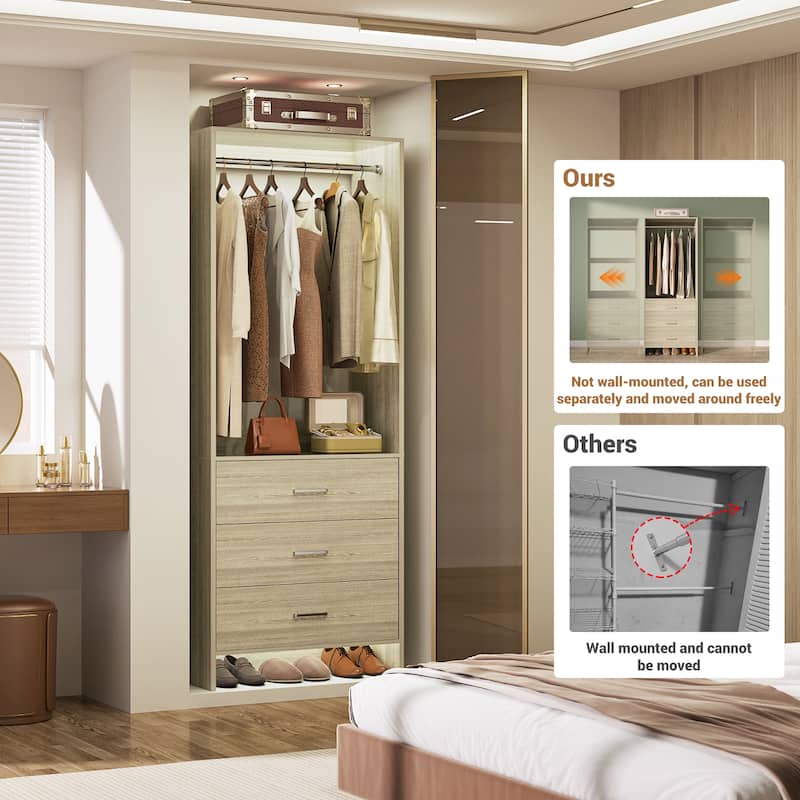 Cimly Freestanding Closet Sytem, Closet Organizer Wardrobe for Walk-in and Reach-in Closet