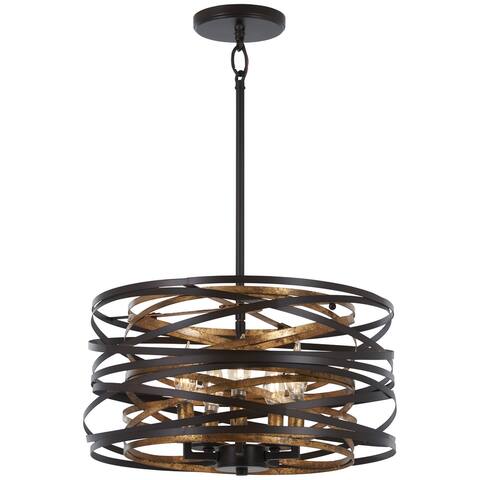 Minka Lavery Vortic Flow 5-Light Dark Bronze w/Mosaic Gold Interior Pendant