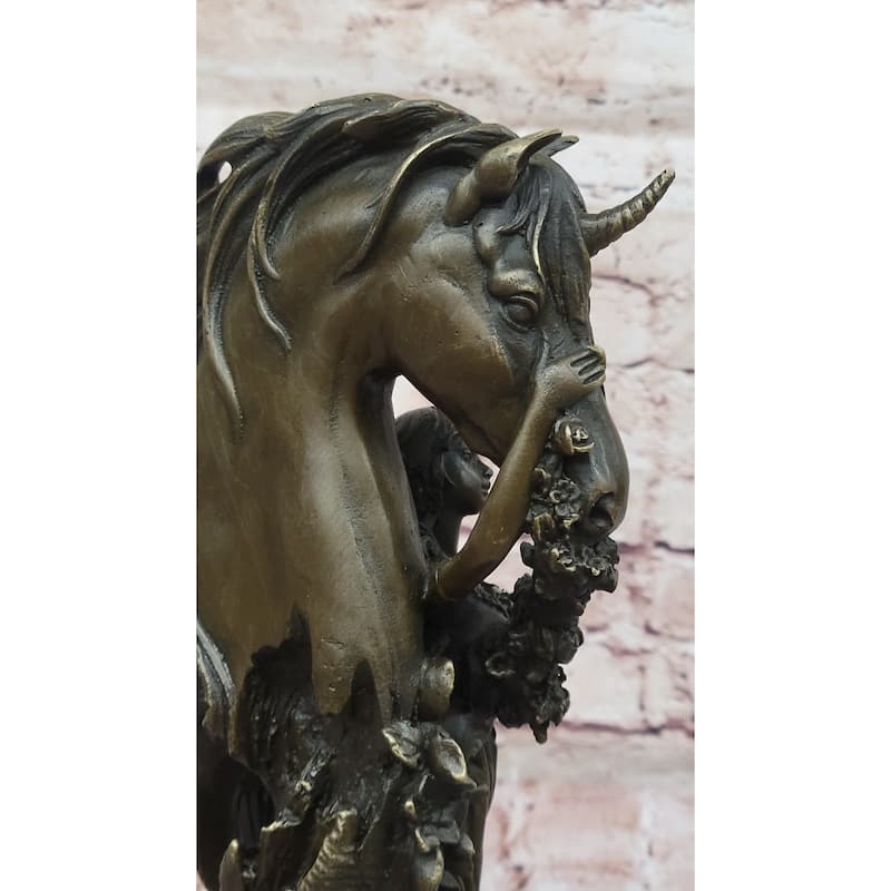 Fantasy Winged Fairy With Mythical Unicorn Horse Sculpture Signed Original Patoue