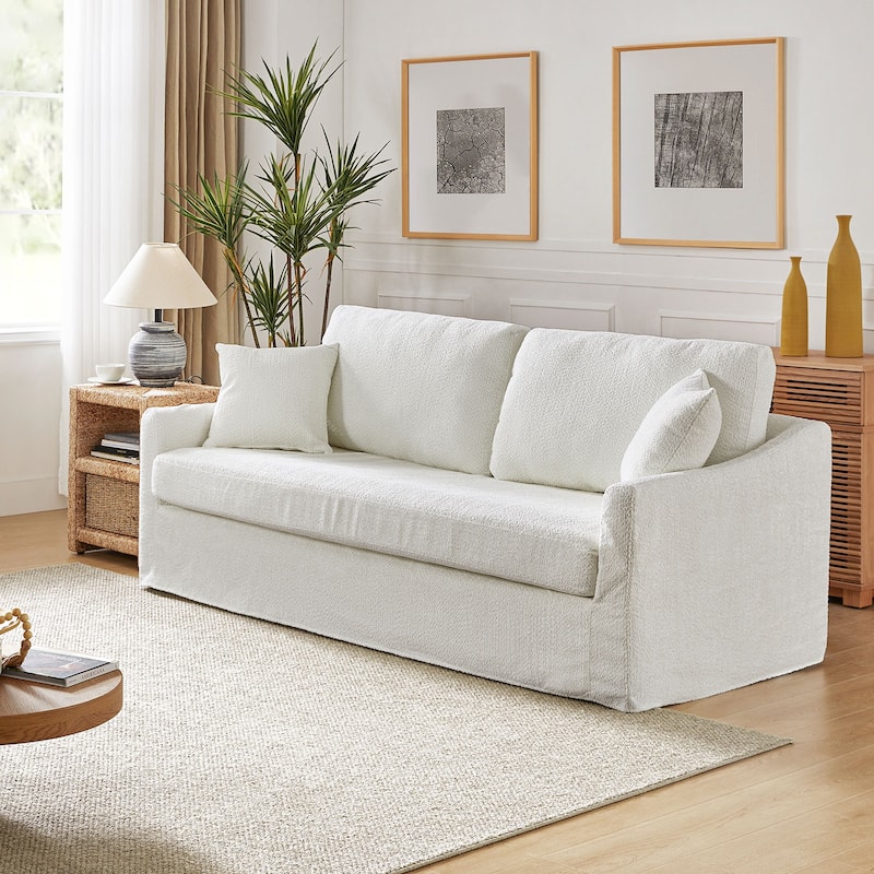 Volkhard 80.5" Modern Slipcovered Sofa With Removable Back Cushion By HULALA HOME