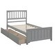 preview thumbnail 10 of 16, Stylish Twin Size Wood Platform Bed with Trundle - Solid Construction, Available in White/Gray Gray