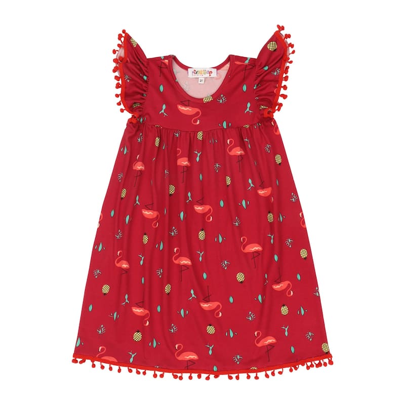 Mixed Up Clothing Girls Vestito Pom Pom Dress - Red - 10