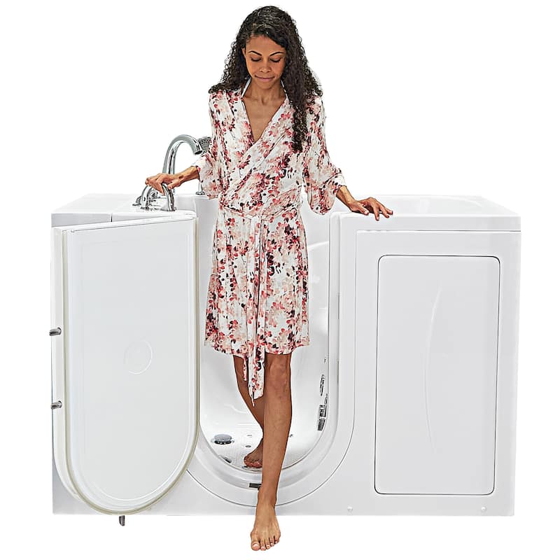 Ella Monaco 32" Acrylic Hydro Massage Walk-In Bathtub with Outward Swing Door, 5 Piece Fast Fill Faucet, 2" Dual Drain