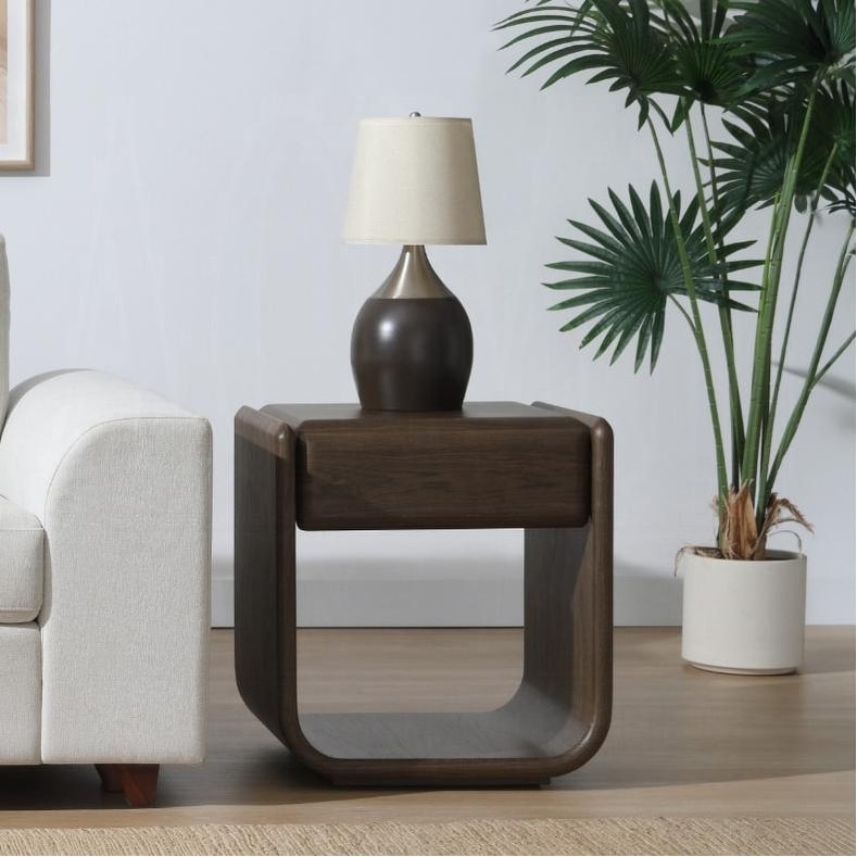 Lanza Dark Walnut End Table W/Drawer