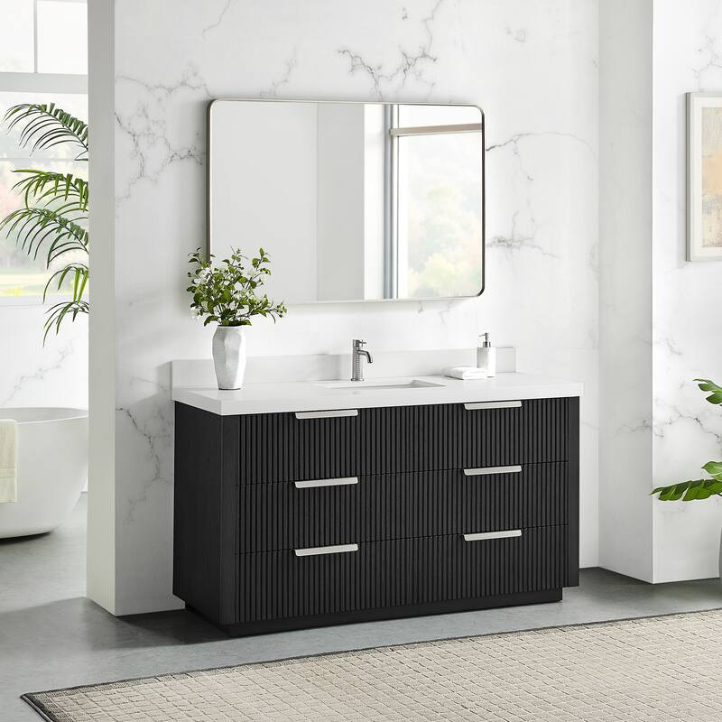 Santarem Single Vanity with Pure White Quartz Stone Top without Mirror