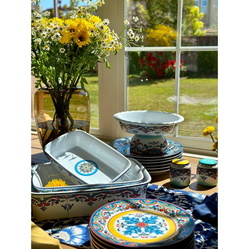 Euro Ceramica Zanzibar 3 Piece Stoneware Rectangular Baking Dishes Set