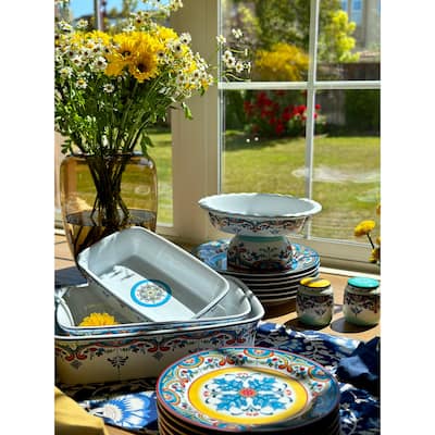 Euro Ceramica Zanzibar 3 Piece Stoneware Rectangular Baking Dishes Set
