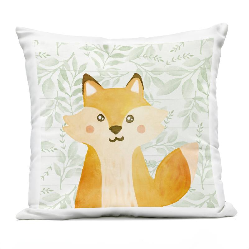 Stupell Joyful Fox on Botanicals Printed Outdoor Throw Pillow Design by Kim Allen - Accent - Polyester - Orange - Single