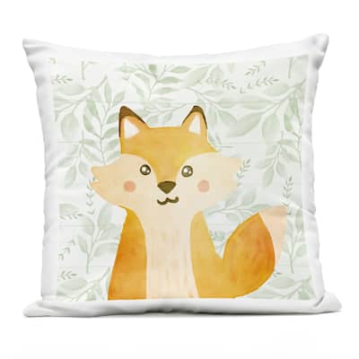 Stupell Joyful Fox on Botanicals Printed Outdoor Throw Pillow Design by Kim Allen